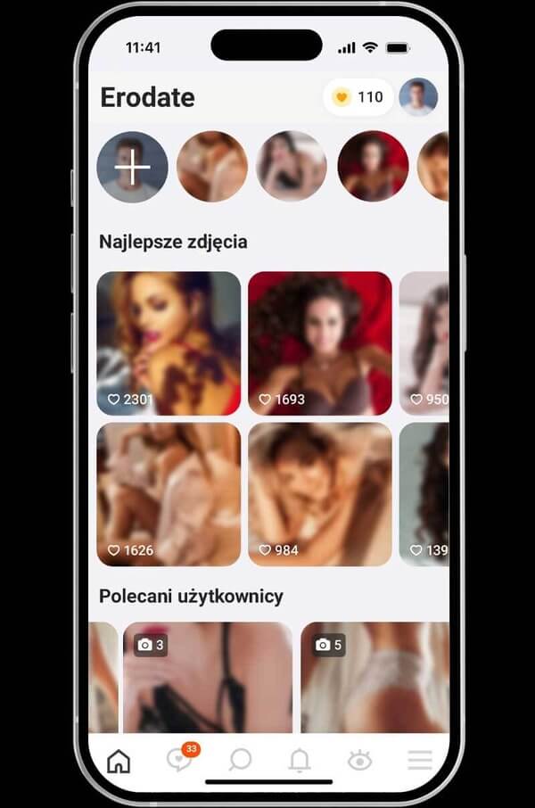 Panel użytkownika portalu z sex randkami Erodate