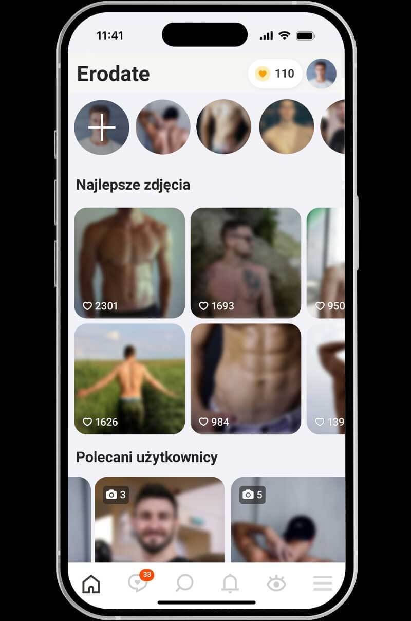 Panel użytkownika na portalu z sex randkami dla gejów - Erodate