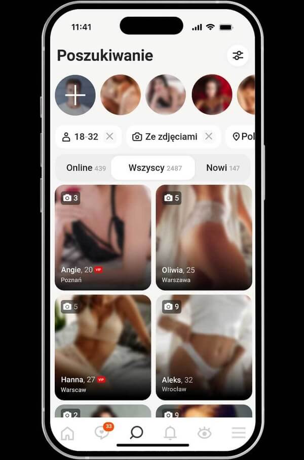 Panel wyszukiwania na portalu erotycznym Erodate